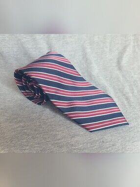 Chaps 100% Silk Black Red & White Necktie Tie Hand Made in China Ralph Lauren